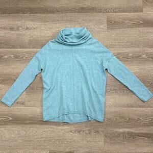 Kinross 100% Cashmere Cowl Neck Sweater Blue Small Luxe Knit